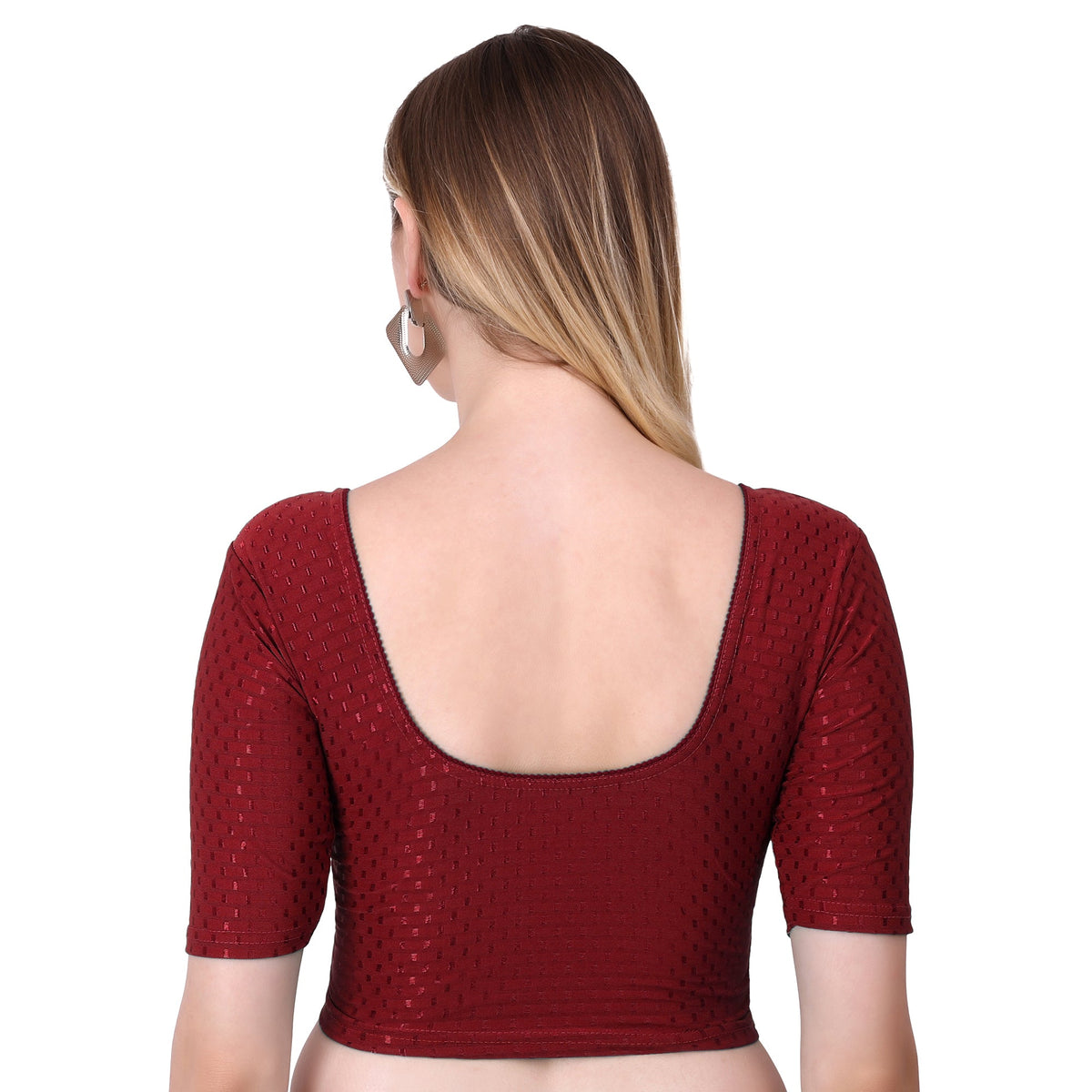 Vamika Cotton Lycra Stretchable Fabric Maroon Stretchable Blouse | Grocsy