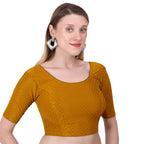 Vamika Cotton Lycra Stretchable Fabric Mustard Stretchable Blouse | Grocsy