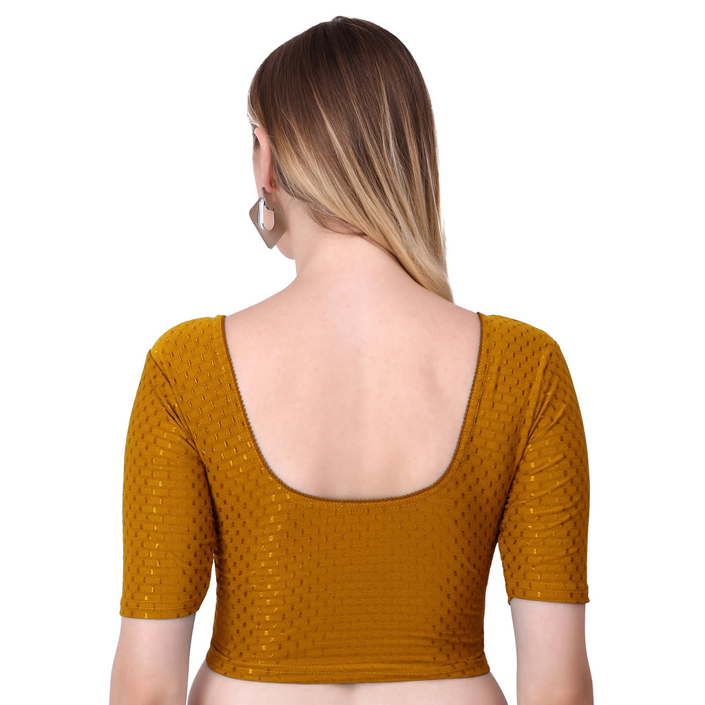 Vamika Cotton Lycra Stretchable Fabric Mustard Stretchable Blouse | Grocsy