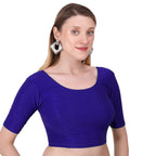 Vamika Cotton Lycra Stretchable Fabric Navy Stretchable Blouse | Grocsy