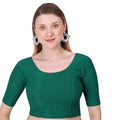 Vamika Cotton Lycra Stretchable Fabric Dark Green Stretchable Blouse | Grocsy