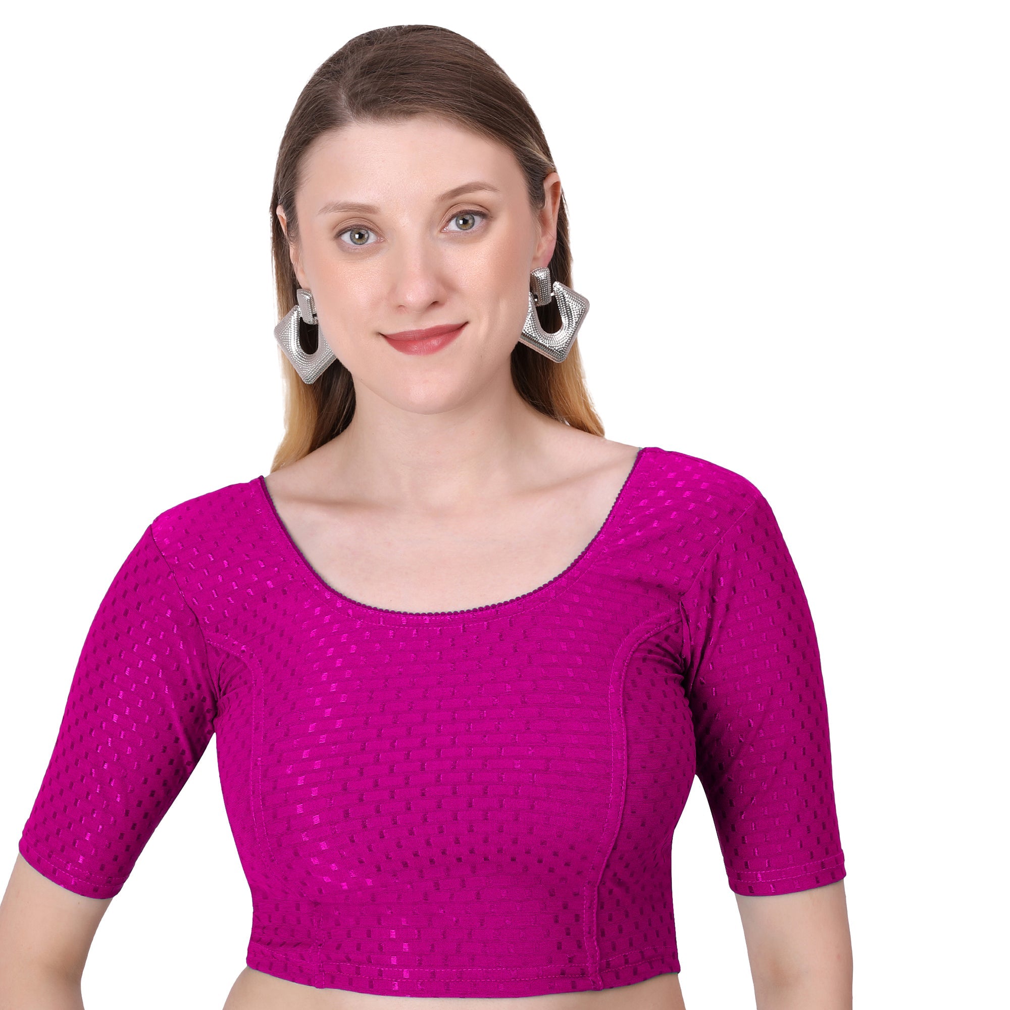 Vamika Cotton Lycra Stretchable Fabric Pink Stretchable Blouse | Grocsy