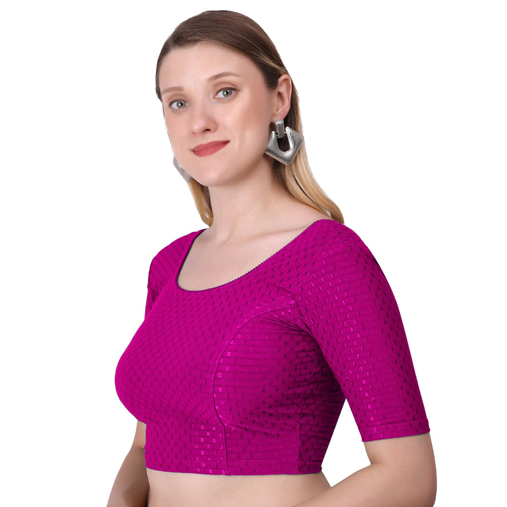 Vamika Cotton Lycra Stretchable Fabric Pink Stretchable Blouse | Grocsy