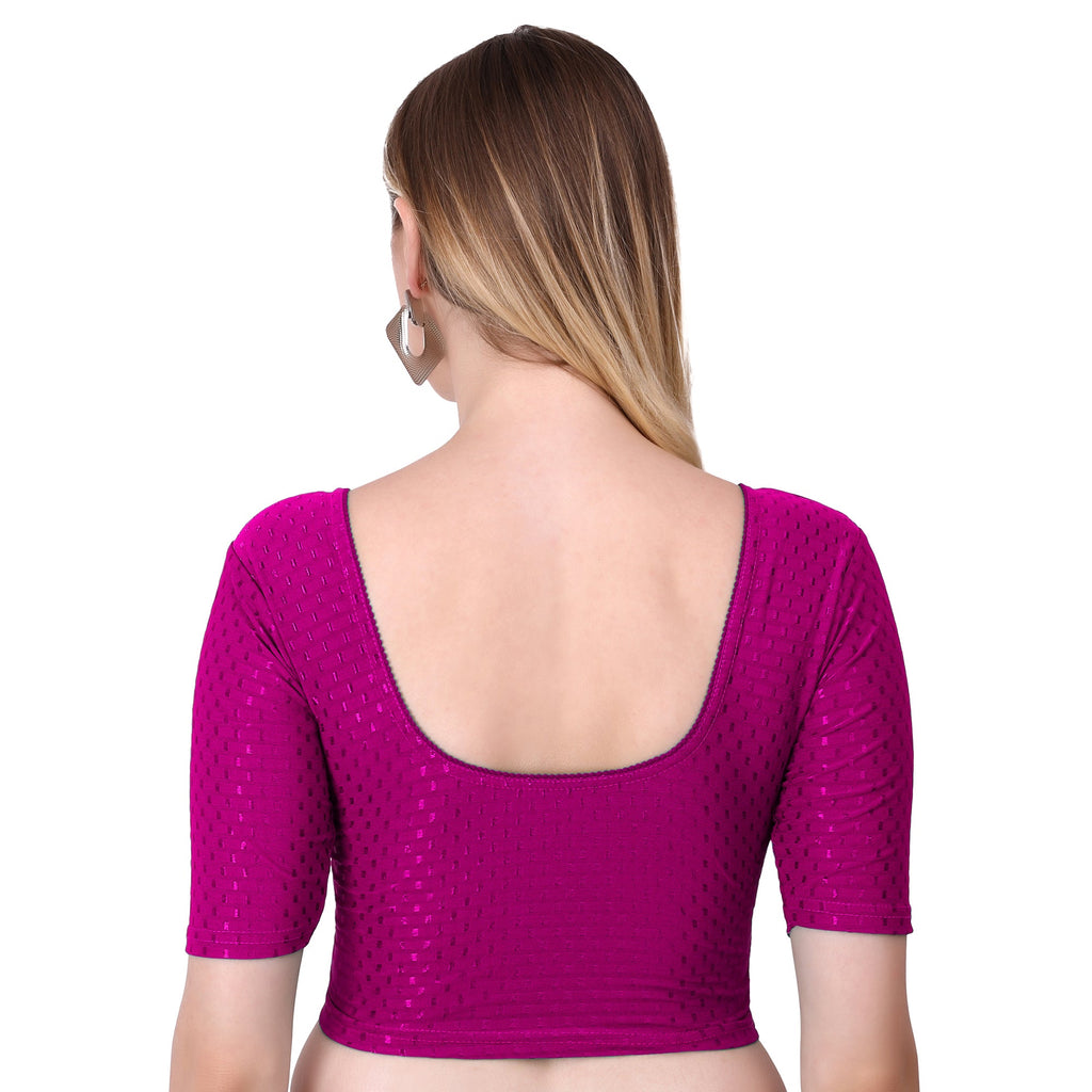 Vamika Cotton Lycra Stretchable Fabric Pink Stretchable Blouse | Grocsy