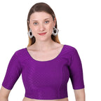 Vamika Cotton Lycra Stretchable Fabric Purple Stretchable Blouse | Grocsy