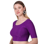 Vamika Cotton Lycra Stretchable Fabric Purple Stretchable Blouse | Grocsy