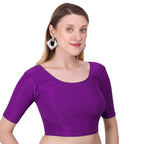 Vamika Cotton Lycra Stretchable Fabric Purple Stretchable Blouse | Grocsy