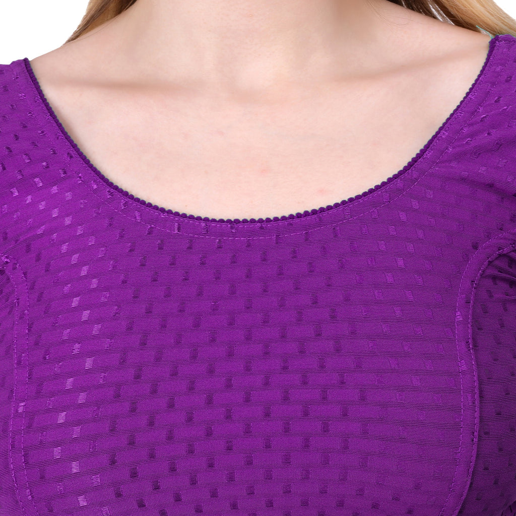 Vamika Cotton Lycra Stretchable Fabric Purple Stretchable Blouse | Grocsy