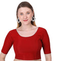 Vamika Cotton Lycra Stretchable Fabric Red Stretchable Blouse | Grocsy