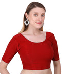 Vamika Cotton Lycra Stretchable Fabric Red Stretchable Blouse | Grocsy