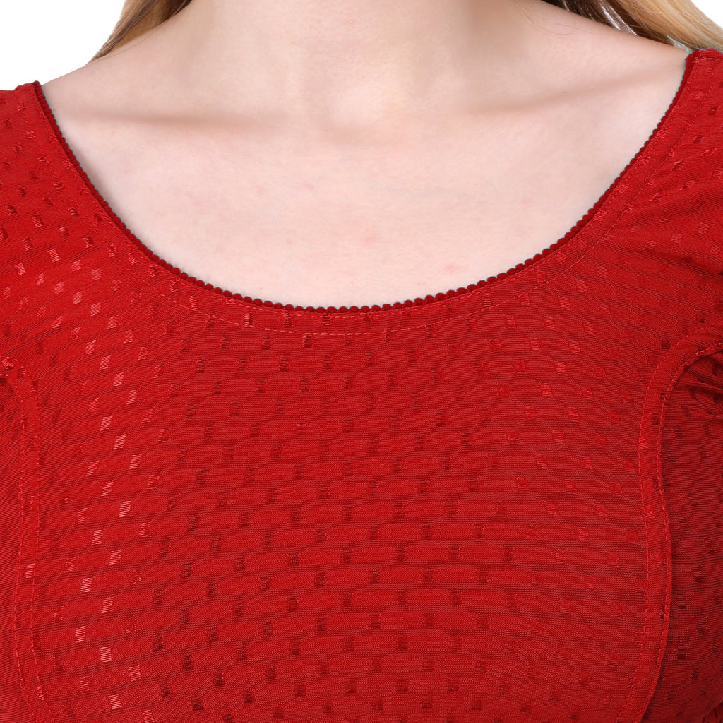 Vamika Cotton Lycra Stretchable Fabric Red Stretchable Blouse | Grocsy