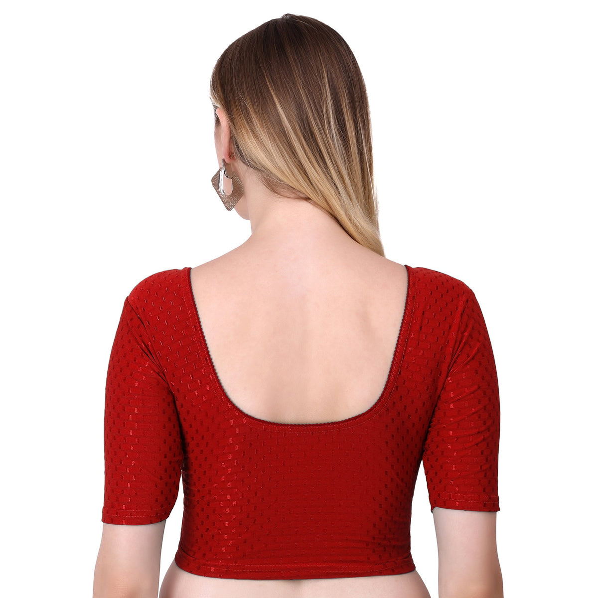 Vamika Cotton Lycra Stretchable Fabric Red Stretchable Blouse | Grocsy