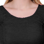 Vamika Cotton Lycra Stretchable Fabric Black Balloon Sleeves Blouse | Grocsy