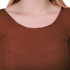 Vamika Cotton Lycra Stretchable Fabric Brown Balloon Sleeves Blouse | Grocsy