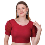 Vamika Cotton Lycra Stretchable Fabric Dark Onion Balloon Sleeves Blouse | Grocsy