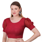 Vamika Cotton Lycra Stretchable Fabric Dark Onion Balloon Sleeves Blouse | Grocsy