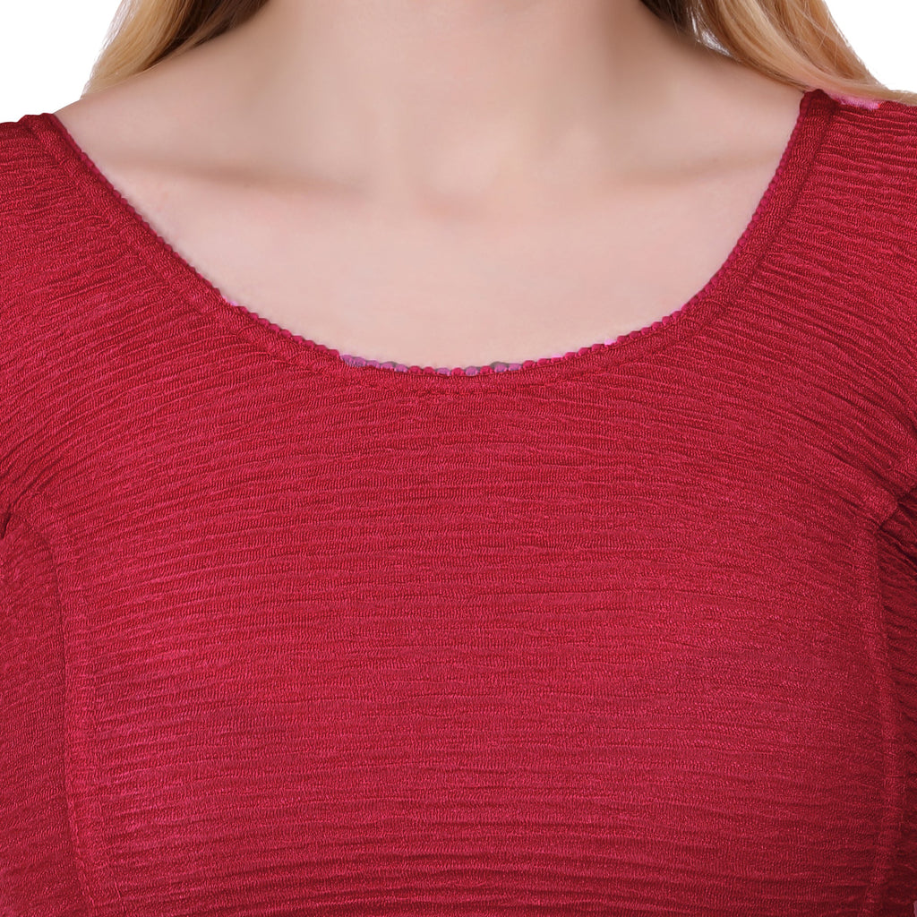 Vamika Cotton Lycra Stretchable Fabric Dark Onion Balloon Sleeves Blouse | Grocsy