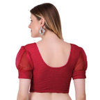 Vamika Cotton Lycra Stretchable Fabric Dark Onion Balloon Sleeves Blouse | Grocsy