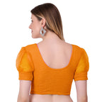 Vamika Cotton Lycra Stretchable Fabric Mustard Balloon Sleeves Blouse | Grocsy