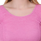 Vamika Cotton Lycra Stretchable Fabric Pink Balloon Sleeves Blouse | Grocsy