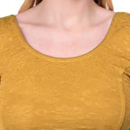 Vamika Cotton Lycra Stretchable Fabric Gold Balloon Sleeves Blouse | Grocsy