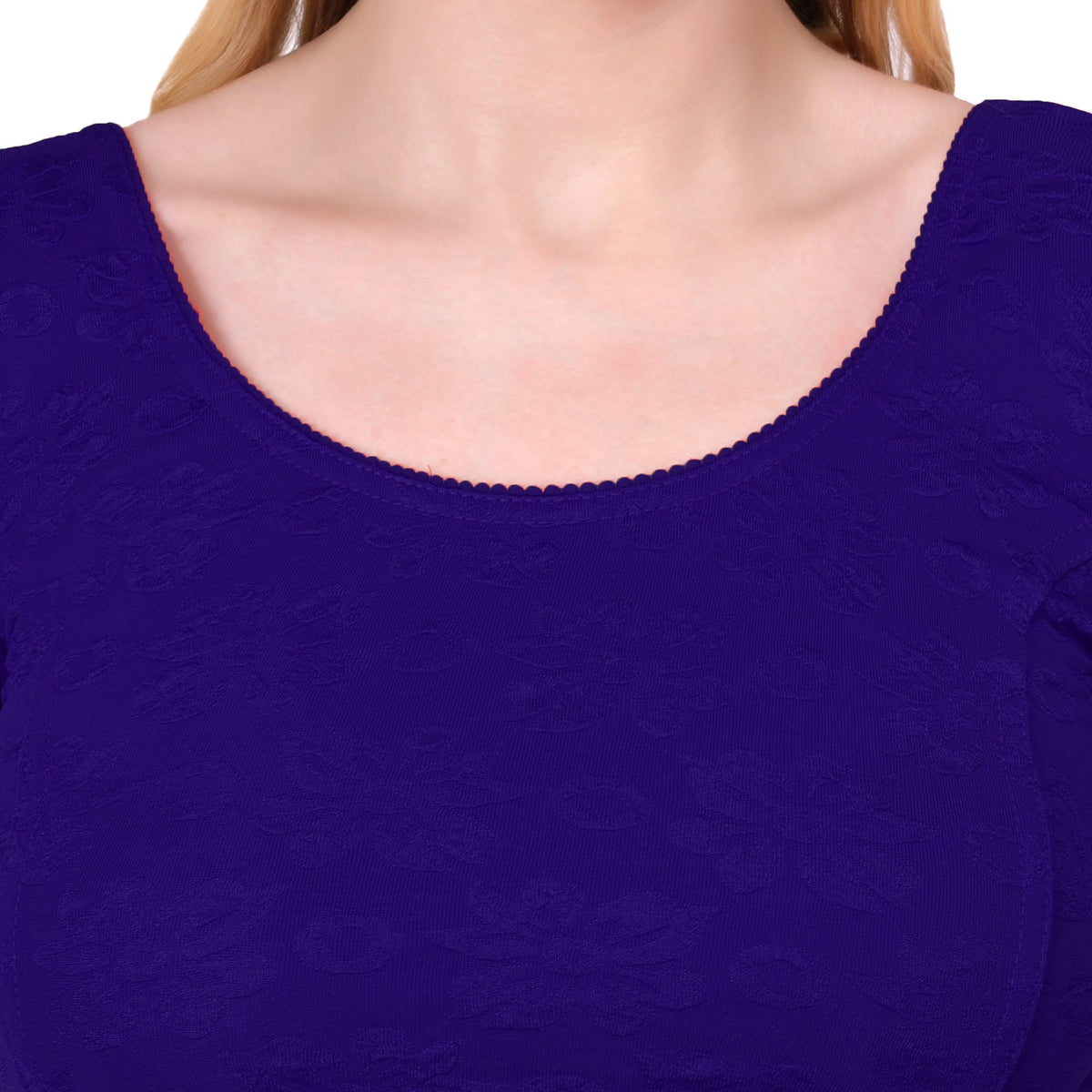 Vamika Cotton Lycra Stretchable Fabric Violet Balloon Sleeves Blouse | Grocsy