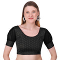 Vamika Heavy Double Phase Fabric Black Balloon Sleeves Blouse | Grocsy
