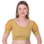 Vamika Heavy Double Phase Fabric Gold Balloon Sleeves Blouse | Grocsy