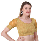 Vamika Heavy Double Phase Fabric Gold Balloon Sleeves Blouse | Grocsy