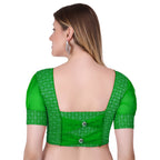 Vamika Heavy Double Phase Fabric Green Balloon Sleeves Blouse | Grocsy