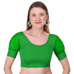 Vamika Heavy Double Phase Fabric Green Balloon Sleeves Blouse | Grocsy