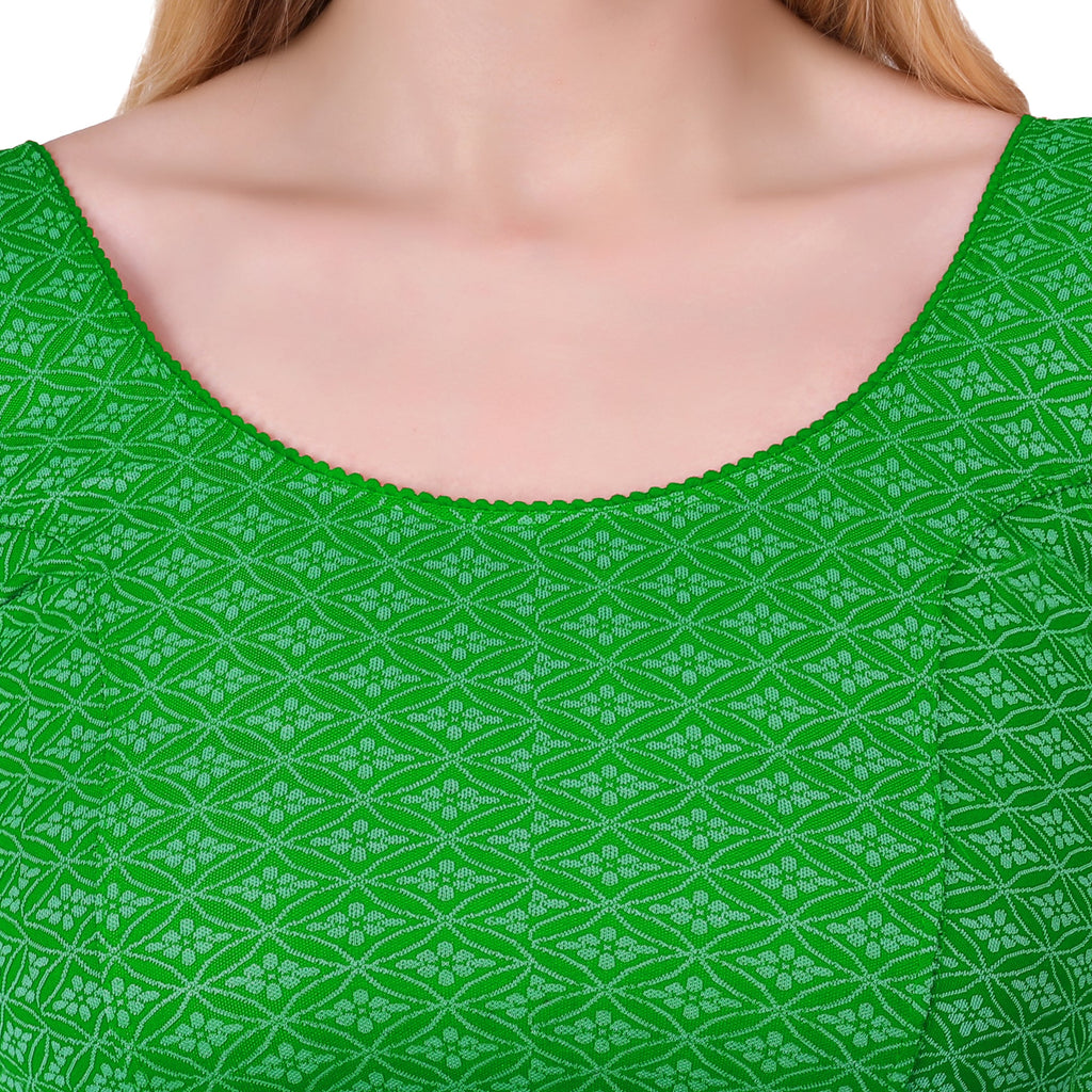 Vamika Heavy Double Phase Fabric Green Balloon Sleeves Blouse | Grocsy