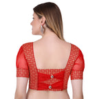 Vamika Heavy Double Phase Fabric Red Balloon Sleeves Blouse | Grocsy