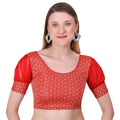 Vamika Heavy Double Phase Fabric Red Balloon Sleeves Blouse | Grocsy