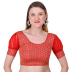 Vamika Heavy Double Phase Fabric Red Balloon Sleeves Blouse | Grocsy