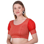Vamika Heavy Double Phase Fabric Red Balloon Sleeves Blouse | Grocsy