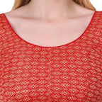 Vamika Heavy Double Phase Fabric Red Balloon Sleeves Blouse | Grocsy