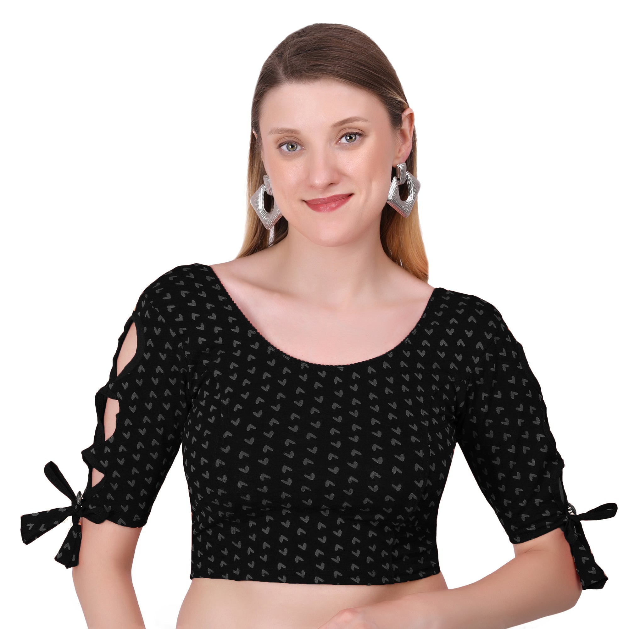 Vamika Hosiery Black Half Sleeves Blouse | Grocsy