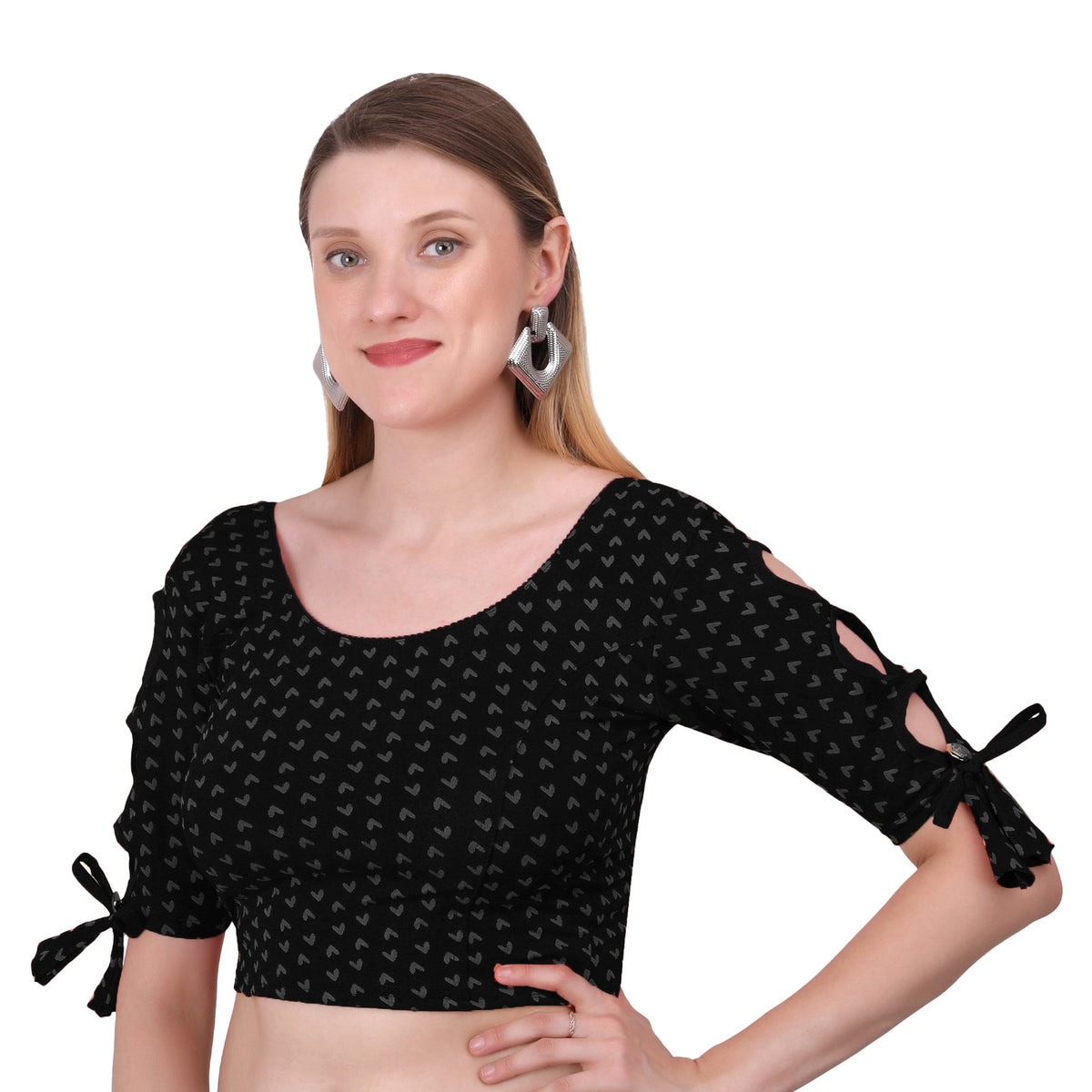 Vamika Hosiery Black Half Sleeves Blouse | Grocsy