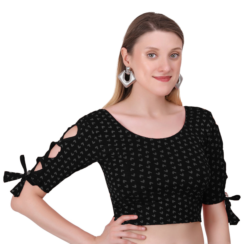 Vamika Hosiery Black Half Sleeves Blouse | Grocsy