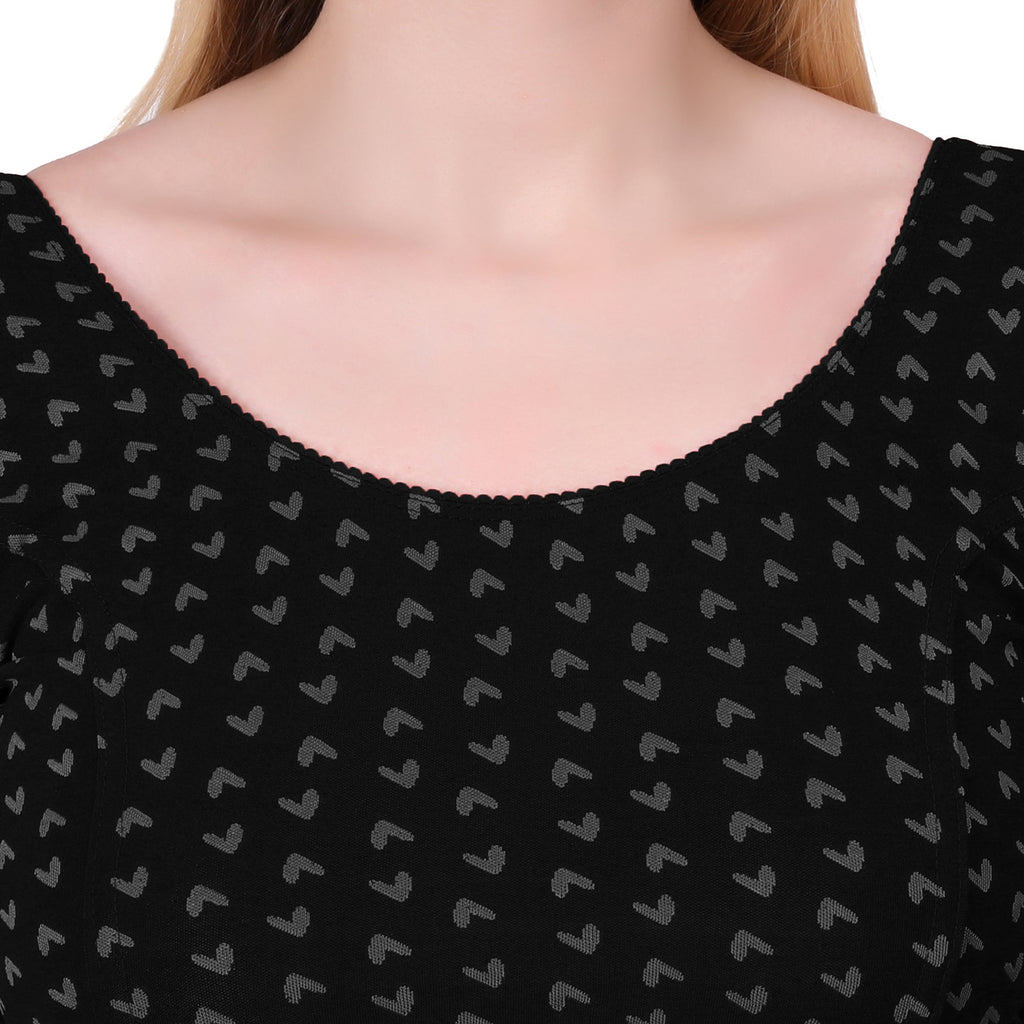 Vamika Hosiery Black Half Sleeves Blouse | Grocsy