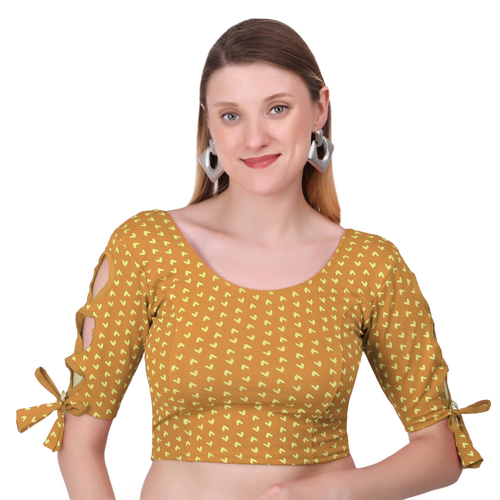 Vamika Hosiery Gold Half Sleeves Blouse | Grocsy