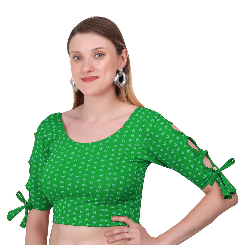 Vamika Hosiery Green Half Sleeves Blouse | Grocsy