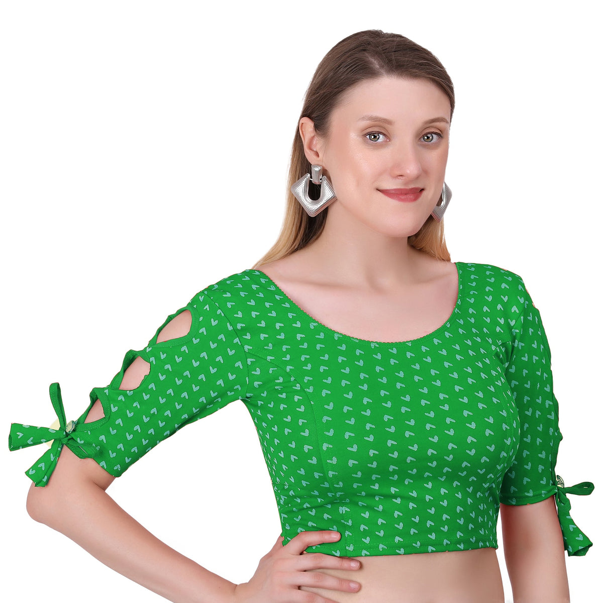 Vamika Hosiery Green Half Sleeves Blouse | Grocsy