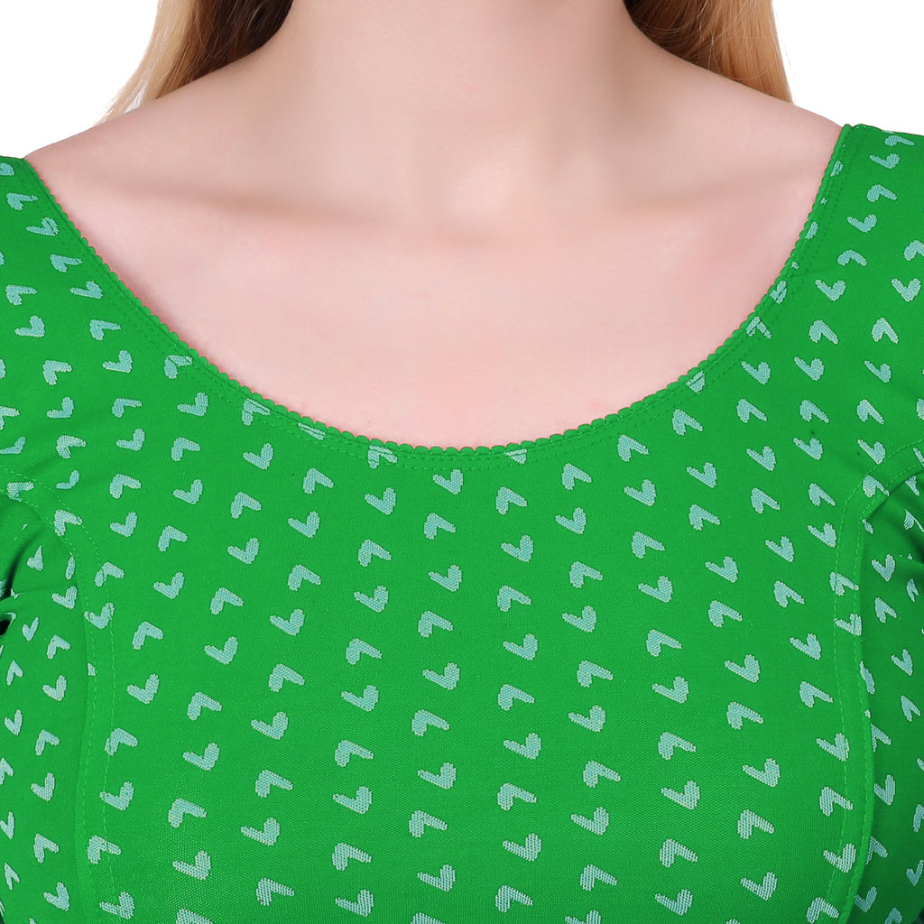 Vamika Hosiery Green Half Sleeves Blouse | Grocsy