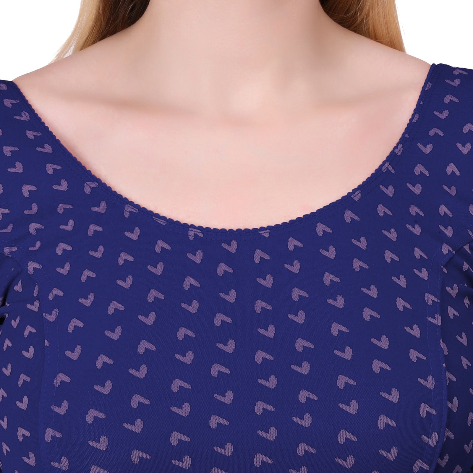 Vamika Hosiery Navy Blue Half Sleeves Blouse | Grocsy