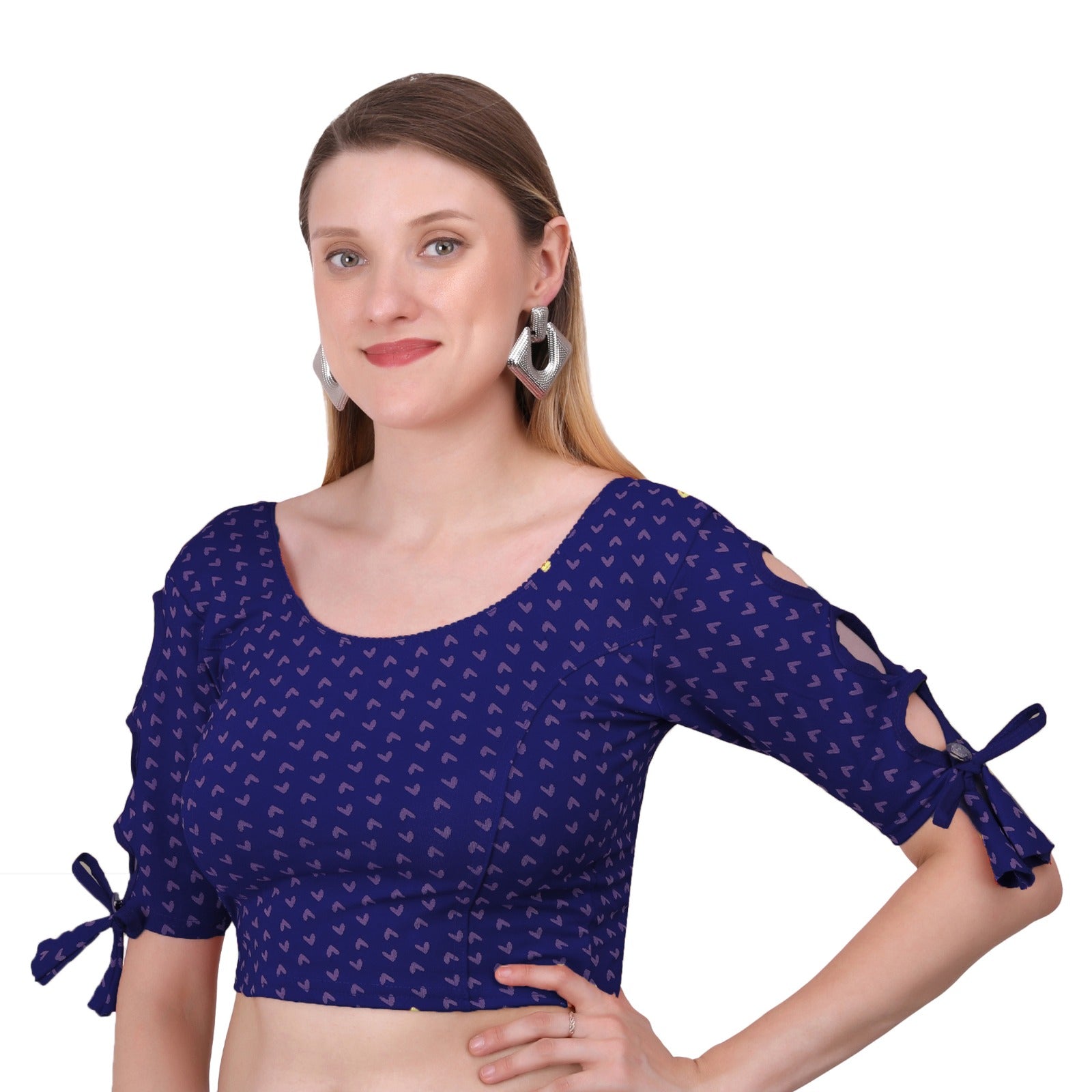 Vamika Hosiery Navy Blue Half Sleeves Blouse | Grocsy