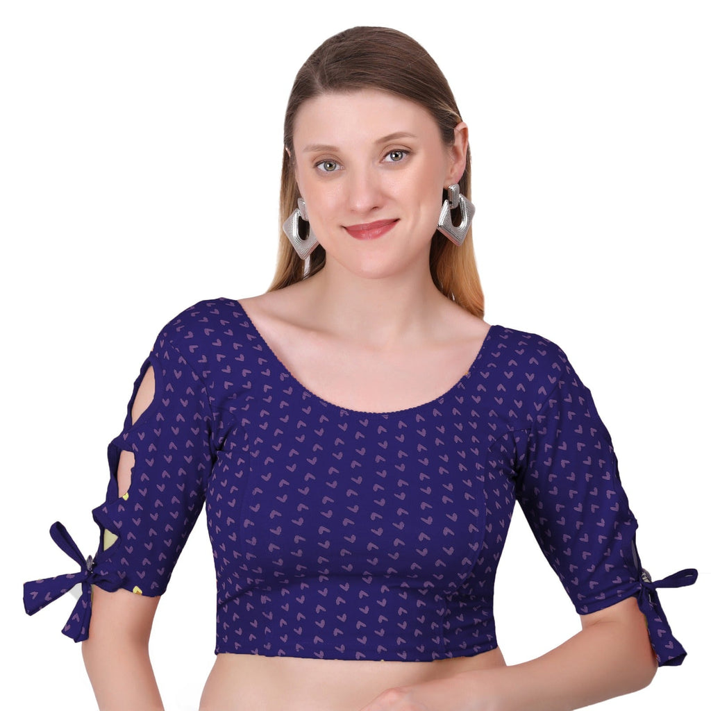 Vamika Hosiery Navy Blue Half Sleeves Blouse | Grocsy
