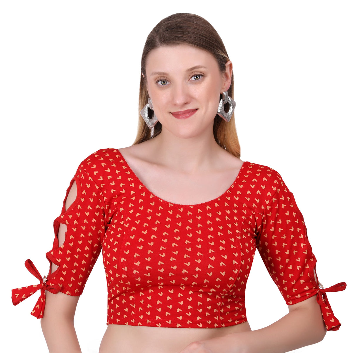Vamika Hosiery Red Half Sleeves Blouse | Grocsy