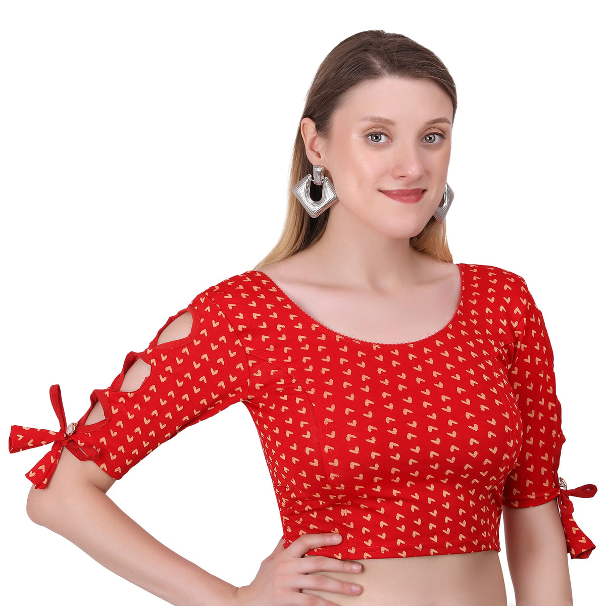 Vamika Hosiery Red Half Sleeves Blouse | Grocsy